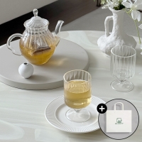 [내열유리] 니코트 플리츠 티팟+유리컵 고블렛 선물세트