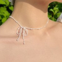 ribbon beads necklace (WHITE)