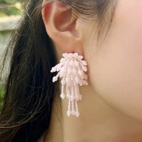pink bubble beads earrings