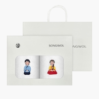 송월타올 추석 명절 한가위 한복자수 호텔수건 150g 2매 선물세트(쇼