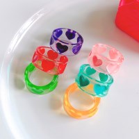 투명 아크릴 하트 반지(6컬러)