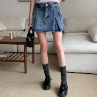 여자 하이틴 로우라이즈 데님 미니스커트