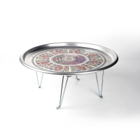 국산 레트로 접이식 양은밥상 1호 교자상 폴딩 테이블 42cm