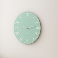 로마숫자 타원형 민트 무소음 아크릴벽시계