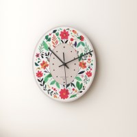타원형 엔틱플라워 무소음벽시계