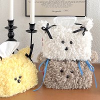 아인스토어 복실 강아지 휴지 케이스 각티슈 사각 화장지 커버 보관