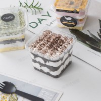 투명 높은 사각 티라미스 보틀 케이크 용기 PET 케이스 10개 세트