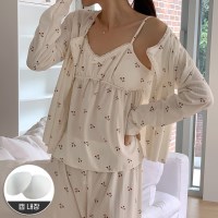 [내장패드/3Pset] 로미 가디건+나시 파자마 상하세트 잠옷 no.2091