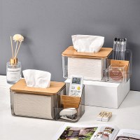 투명 우드 수납형 티슈케이스