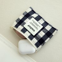 ouior flat pouch_ripple check navy