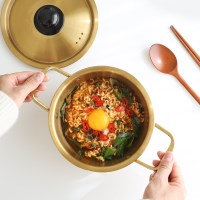 직화 인덕션이 가능한 레트로 스텐 핸들 냄비 (뚜껑 포함)