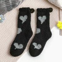 방울하트 여성 수면양말 따뜻한 겨울양말 블랙