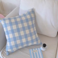 체크 무늬 소파 쿠션 침대 의자 등받이