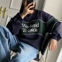 기모 위캔드 배색 힙한 라운드넥 겨울 맨투맨