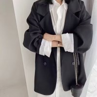 퀸페이지 오버핏 카라 자켓 블레이저 블랙 베이지 브라운 수트 정장 