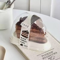 높은형 화이트 라운딩 투명 PET 조각 케이크 케이스 10개 세트