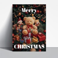 크리스마스 포스터 테디베어 선물박스 포스터