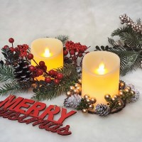 크리스마스 홈파티 테이블 장식 LED 전자초 캔들 리스 세트