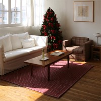 빈티지 무드 에이바 체크 레드 극세사 크리스마스 거실 러그