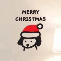 모자쓴 강아지 merry christmas 크리스마스 인테리어 스티커