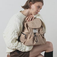 mini ver. Suede flap backpack _ Beige