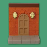 concombre 문이 있는 벽돌벽