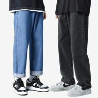 남여공용 사계절 일자핏 9부 데님 워싱 청바지 I5PC010