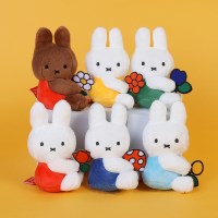 Miffy 꽃을 든 미피 토끼 가방고리 키링 6종 8cm