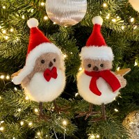 크리스마스 오브제 참새 인형 크리스마스 트리장식 오너먼트 2types