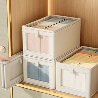 투명 패브릭 수납함 접이식 옷보관함