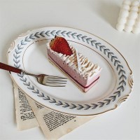 월계수 오발접시 로렐그릇 빈티지 브런치 플레이트 접시 파스타 디저