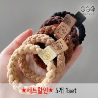 5개set 데일리 귀여운 곰돌이 곱창밴드 부드러운 곱창끈 곰 머리끈