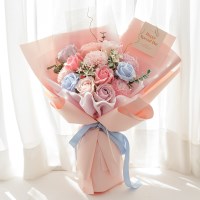 라솔트 러블리 파스텔 꽃다발+쇼핑백+LED전구_핑크소다