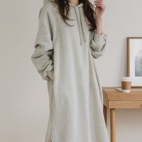 여성 겨울 롱 빅사이즈 후드 기모 원피스