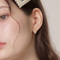 제이로렌 하트 큐빅 원터치 실버 귀걸이 M03915