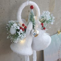 화이트 징글벨 LED장식 크리스마스 벽걸이 소품