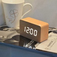 우드 탁상시계 무소음 LED 책상 알람시계
