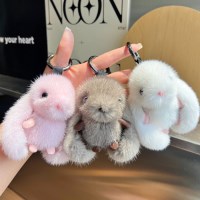 뽀송 밍크 토끼 인형 키링 키홀더 열쇠고리 백참 3종
