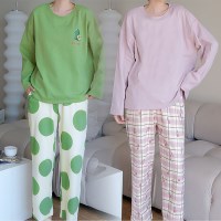 가슴패드내장 푸치라운드 파스텔 파자마 홈웨어세트 2190