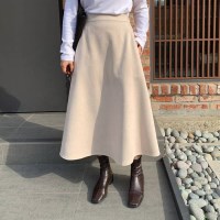 스웨이드 무지 플레어 A라인 겨울 뒷밴딩 롱 스커트