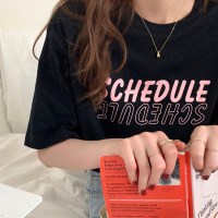 에이트 스케쥴 레터링 루즈핏 반팔 티셔츠