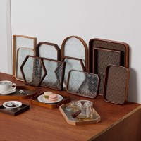 롬우드 원목 유리 트레이 월넛 카페 쟁반