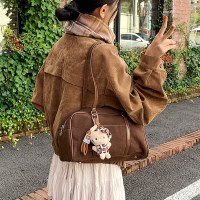 [키링포함] 스웨이드 보스턴 숄더백 (24BA068)