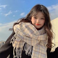 부드러운 캐시미어 파스텔 베이직 체크 양모머플러 1123