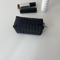 체크 네이비 열매 파우치