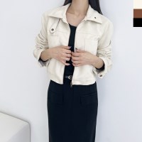 여자 스웨이드 라이더 크롭 자켓 숏 점퍼 여성 아우터