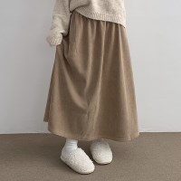 [밍크기모] 미루쿠 코듀로이 플레어 롱 스커트 (24C115)
