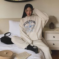 버니 기모 후드티 여자 츄리닝 팬츠 세트