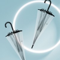 투명 비닐 블랙라인 자동 장우산 2P SET