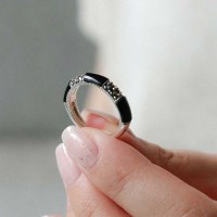 바이데이지 오닉스 원석 마카사이트 쌍가락지형 실버반지 Br0344